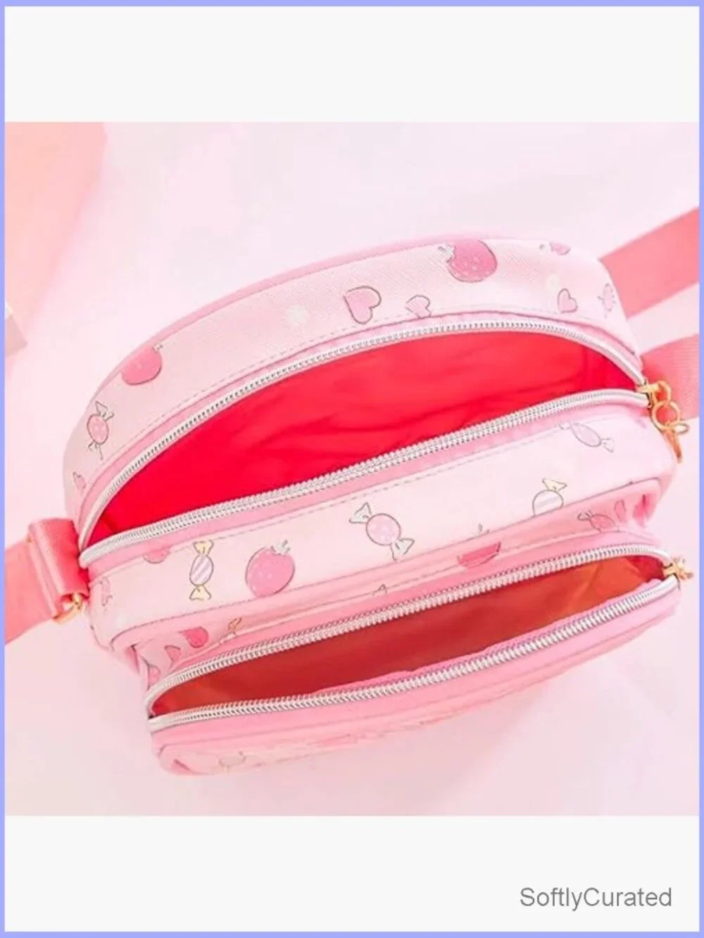 Mini Crossbody Purse Cartoon Design PU Leather Messenger Bag Adjustable Strap